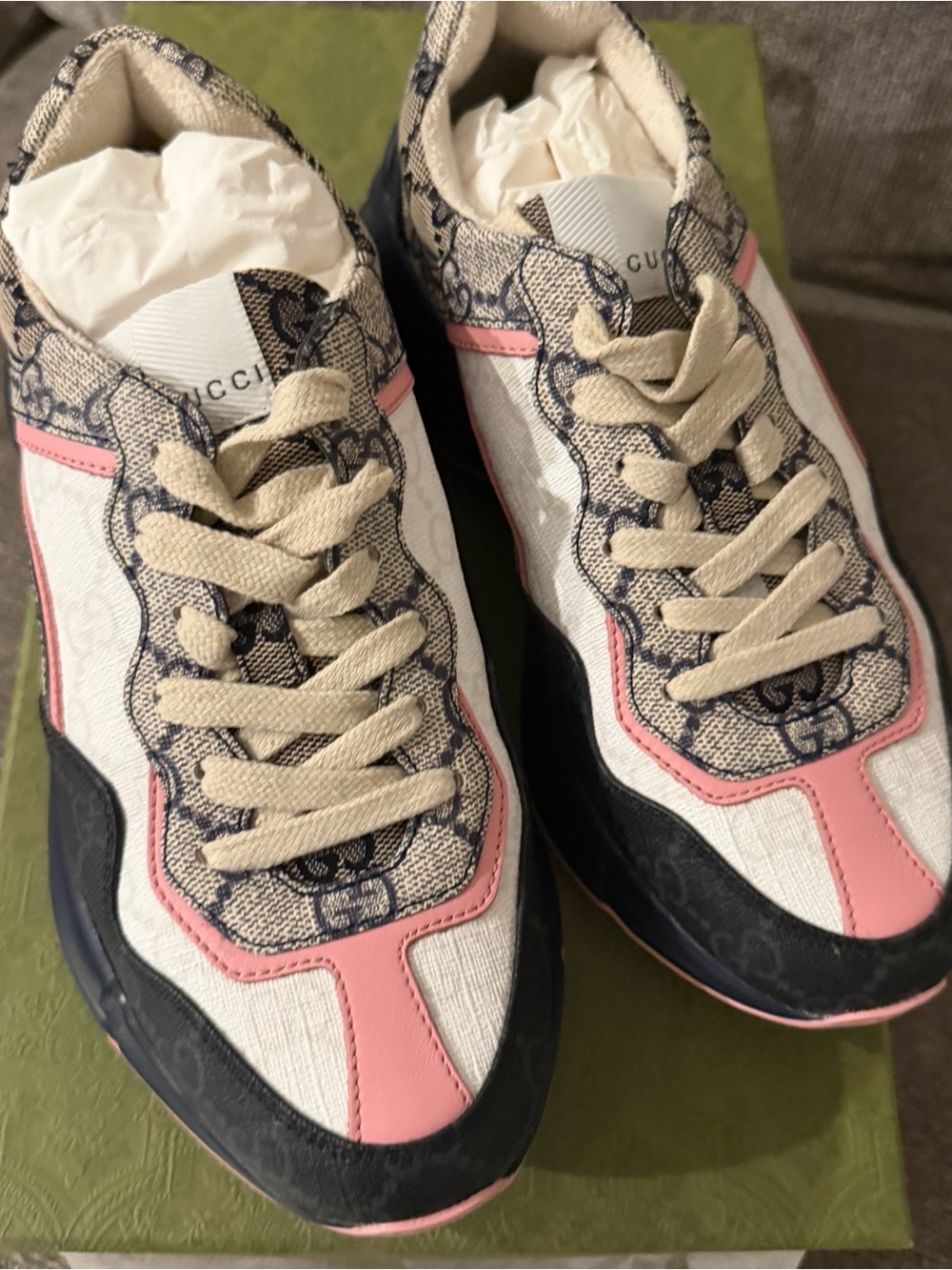Gucci Pink & Beige GG Logo Sneakers